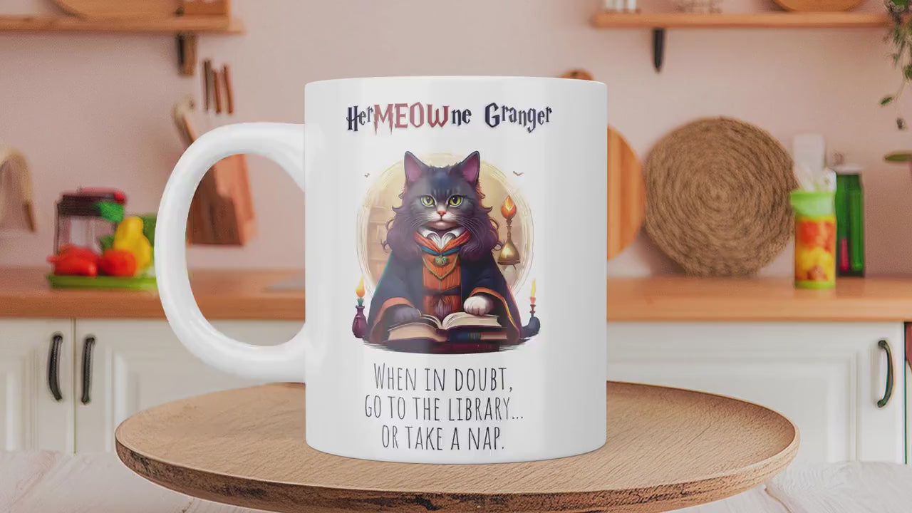 Herry Pawter Mug, Potter Cat Mug, Gift For Her, Herry Pawter Kitten Potter Cats, Cat Lover Gift, Gift For Him, Halloween Gift, Wizard Mug